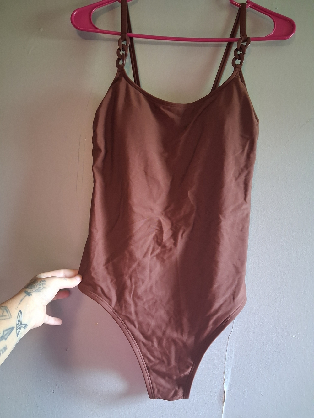 Kona Sol Brown One-Piece Swimsuit with Chain-Link Straps